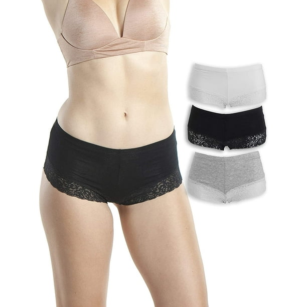 Emprella Women/’s Boyshort Panties Comfort Ultra-Soft Cotton Underwear 3-Pack
